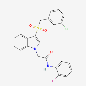 molecular formula C23H18ClFN2O3S B2541888 2-(3-((3-氯苯甲基)磺酰)-1H-吲哚-1-基)-N-(2-氟苯基)乙酰胺 CAS No. 895998-42-2