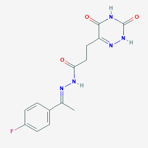 molecular formula C14H14FN5O3 B254189 3-(3,5-dioxo-2,3,4,5-tetrahydro-1,2,4-triazin-6-yl)-N'-[1-(4-fluorophenyl)ethylidene]propanohydrazide 
