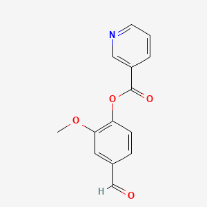 molecular formula C14H11NO4 B2541894 Nicotinic acid 4-formyl-2-methoxy-phenyl ester CAS No. 380431-06-1