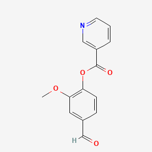 molecular formula C14H11NO4 B2541894 烟酸 4-甲酰-2-甲氧基-苯酯 CAS No. 380431-06-1