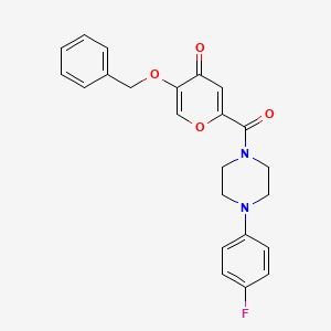 molecular formula C23H21FN2O4 B2541895 5-(benzyloxy)-2-(4-(4-fluorophenyl)piperazine-1-carbonyl)-4H-pyran-4-one CAS No. 1021060-04-7