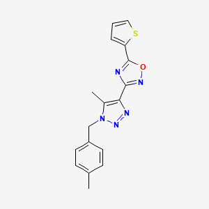 molecular formula C17H15N5OS B2541898 3-(5-methyl-1-(4-methylbenzyl)-1H-1,2,3-triazol-4-yl)-5-(thiophen-2-yl)-1,2,4-oxadiazole CAS No. 1251607-49-4
