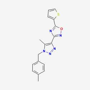 molecular formula C17H15N5OS B2541898 3-{5-Methyl-1-[(4-methylphenyl)methyl]-1H-1,2,3-triazol-4-yl}-5-(thiophen-2-yl)-1,2,4-oxadiazol CAS No. 1251607-49-4