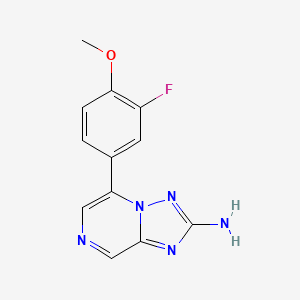 molecular formula C12H10FN5O B2541901 5-(3-Fluoro-4-methoxyphenyl)-[1,2,4]triazolo[1,5-A]pyrazin-2-amine CAS No. 2007921-00-6