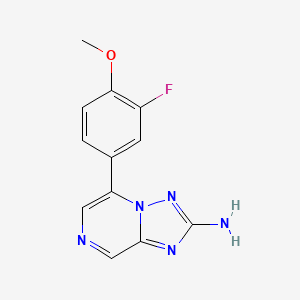 molecular formula C12H10FN5O B2541901 5-(3-氟-4-甲氧基苯基)-[1,2,4]三唑并[1,5-A]哒嗪-2-胺 CAS No. 2007921-00-6