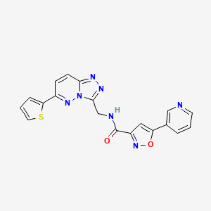 molecular formula C19H13N7O2S B2541907 5-(pyridin-3-yl)-N-((6-(thiophen-2-yl)-[1,2,4]triazolo[4,3-b]pyridazin-3-yl)methyl)isoxazole-3-carboxamide CAS No. 1903156-75-1