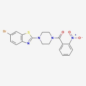 molecular formula C18H15BrN4O3S B2541909 (4-(6-溴苯并[d]噻唑-2-基)哌嗪-1-基)(2-硝基苯基)甲酮 CAS No. 897473-02-8