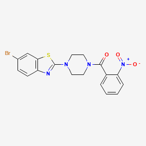 molecular formula C18H15BrN4O3S B2541909 (4-(6-Bromobenzo[d]thiazol-2-yl)pipérazin-1-yl)(2-nitrophényl)méthanone CAS No. 897473-02-8