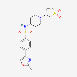 molecular formula C19H25N3O5S2 B2541911 N-(1-(1,1-二氧化四氢噻吩-3-基)哌啶-4-基)-4-(2-甲基恶唑-4-基)苯磺酰胺 CAS No. 2034519-86-1
