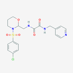 molecular formula C19H21ClN4O5S B2541914 N1-((3-((4-氯苯基)磺酰基)-1,3-恶唑烷-2-基)甲基)-N2-(吡啶-4-基甲基)草酰胺 CAS No. 872722-73-1