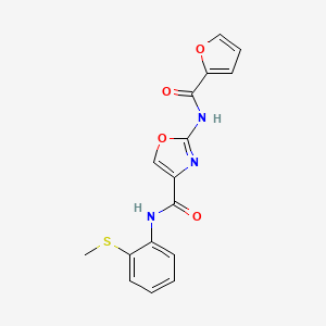 molecular formula C16H13N3O4S B2541924 2-(furan-2-carboxamido)-N-(2-(methylthio)phenyl)oxazole-4-carboxamide CAS No. 1286719-30-9