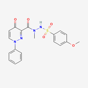 molecular formula C19H18N4O5S B2541927 4-methoxy-N'-methyl-N'-[(4-oxo-1-phenyl-1,4-dihydro-3-pyridazinyl)carbonyl]benzenesulfonohydrazide CAS No. 866131-28-4