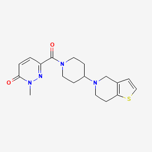 molecular formula C18H22N4O2S B2541928 6-(4-(6,7-dihydrothieno[3,2-c]pyridin-5(4H)-yl)piperidine-1-carbonyl)-2-methylpyridazin-3(2H)-one CAS No. 1904069-42-6