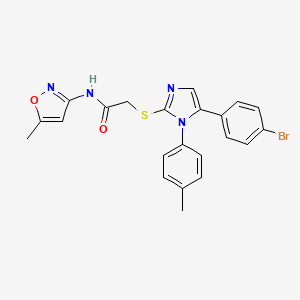 molecular formula C22H19BrN4O2S B2541932 2-((5-(4-溴苯基)-1-(对甲苯基)-1H-咪唑-2-基)硫代)-N-(5-甲基异恶唑-3-基)乙酰胺 CAS No. 1207057-04-2