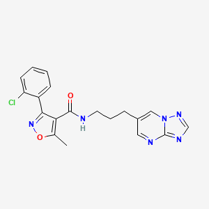 molecular formula C19H17ClN6O2 B2541936 N-(3-([1,2,4]triazolo[1,5-a]pyrimidin-6-yl)propyl)-3-(2-chlorophenyl)-5-methylisoxazole-4-carboxamide CAS No. 2034324-91-7