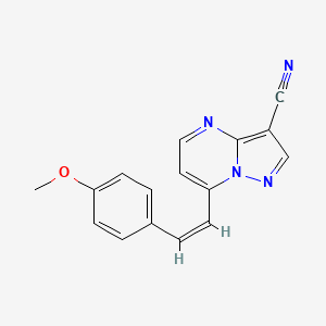 molecular formula C16H12N4O B2541937 7-[(Z)-2-(4-methoxyphenyl)ethenyl]pyrazolo[1,5-a]pyrimidine-3-carbonitrile CAS No. 338394-45-9