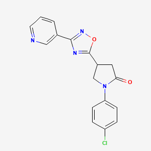 molecular formula C17H13ClN4O2 B2541954 1-(4-Chlorophenyl)-4-(3-(pyridin-3-yl)-1,2,4-oxadiazol-5-yl)pyrrolidin-2-one CAS No. 941917-70-0