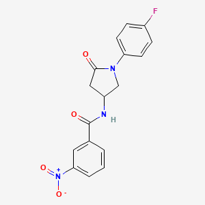 molecular formula C17H14FN3O4 B2541956 N-(1-(4-fluorophenyl)-5-oxopyrrolidin-3-yl)-3-nitrobenzamide CAS No. 896295-11-7