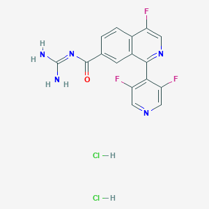 N-(Diaminomethylidene)-1-(3,5-difluoropyridin-4-yl)-4-fluoroisoquinoline-7-carboxamide;dihydrochloride
