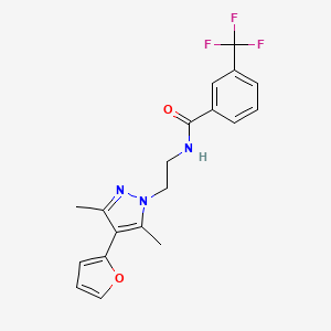 molecular formula C19H18F3N3O2 B2541971 N-(2-(4-(furan-2-yl)-3,5-dimethyl-1H-pyrazol-1-yl)ethyl)-3-(trifluoromethyl)benzamide CAS No. 2034373-11-8