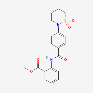 molecular formula C19H20N2O5S B2541976 Methyl 2-[[4-(1,1-dioxothiazinan-2-yl)benzoyl]amino]benzoate CAS No. 941888-67-1