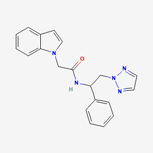 molecular formula C20H19N5O B2541977 2-(1H-indol-1-yl)-N-(1-phenyl-2-(2H-1,2,3-triazol-2-yl)ethyl)acetamide CAS No. 2034438-50-9