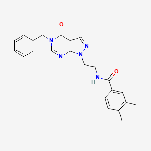 molecular formula C23H23N5O2 B2541986 N-(2-(5-benzyl-4-oxo-4,5-dihydro-1H-pyrazolo[3,4-d]pyrimidin-1-yl)ethyl)-3,4-dimethylbenzamide CAS No. 922130-93-6