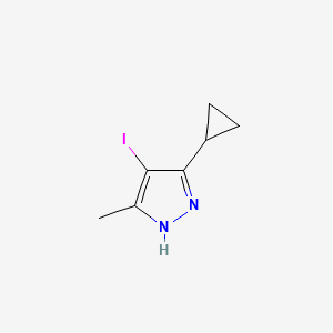 molecular formula C7H9IN2 B2541993 3-环丙基-4-碘-5-甲基-1H-吡唑 CAS No. 1627721-35-0