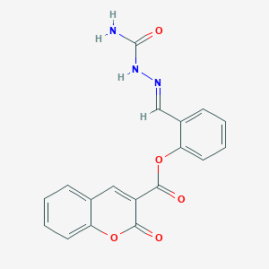 molecular formula C18H13N3O5 B2542002 2-酮色满-3-羧酸 [2-(半碳酰肼甲基)苯基] 酯 CAS No. 324580-60-1