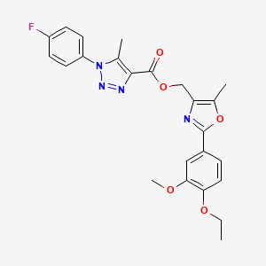 molecular formula C24H23FN4O5 B2542005 [2-(4-ethoxy-3-methoxyphenyl)-5-methyl-1,3-oxazol-4-yl]methyl 1-(4-fluorophenyl)-5-methyl-1H-1,2,3-triazole-4-carboxylate CAS No. 946329-46-0