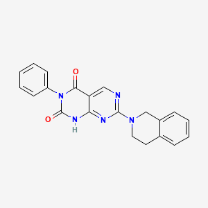 molecular formula C21H17N5O2 B2542017 7-(3,4-dihidroisoquinolin-2(1H)-il)-3-fenilpirimido[4,5-d]pirimidina-2,4(1H,3H)-diona CAS No. 1396844-20-4