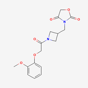 molecular formula C16H18N2O6 B2542024 3-((1-(2-(2-Methoxyphenoxy)acetyl)azetidin-3-yl)methyl)oxazolidine-2,4-dione CAS No. 2034391-59-6