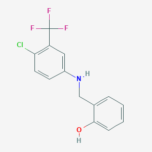 molecular formula C14H11ClF3NO B2542025 2-({[4-Chlor-3-(trifluormethyl)phenyl]amino}methyl)phenol CAS No. 1094671-39-2