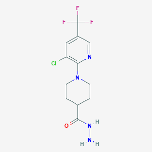 molecular formula C12H14ClF3N4O B2542027 1-[3-氯-5-(三氟甲基)-2-吡啶基]-4-哌啶甲酰肼 CAS No. 321430-54-0