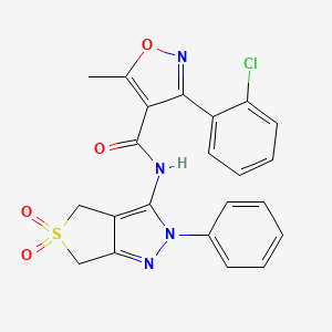 molecular formula C22H17ClN4O4S B2542037 3-(2-chlorophenyl)-N-(5,5-dioxido-2-phenyl-4,6-dihydro-2H-thieno[3,4-c]pyrazol-3-yl)-5-methylisoxazole-4-carboxamide CAS No. 681266-31-9