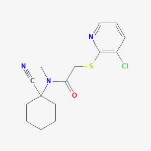 molecular formula C15H18ClN3OS B2542051 2-[(3-chloropyridin-2-yl)sulfanyl]-N-(1-cyanocyclohexyl)-N-methylacetamide CAS No. 1259116-05-6