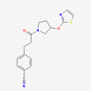 4-(3-Oxo-3-(3-(thiazol-2-yloxy)pyrrolidin-1-yl)propyl)benzonitrile