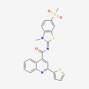 (E)-N-(3-methyl-6-(methylsulfonyl)benzo[d]thiazol-2(3H)-ylidene)-2-(thiophen-2-yl)quinoline-4-carboxamide