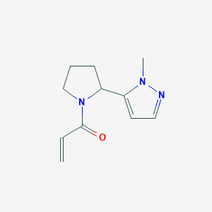 molecular formula C11H15N3O B2542067 1-[2-(2-Methylpyrazol-3-yl)pyrrolidin-1-yl]prop-2-en-1-one CAS No. 2224269-59-2