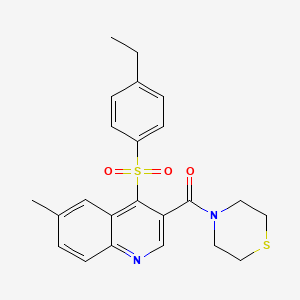 molecular formula C23H24N2O3S2 B2542070 (4-((4-Ethylphenyl)sulfonyl)-6-methylquinolin-3-yl)(thiomorpholino)methanone CAS No. 1110977-04-2