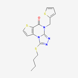 molecular formula C16H16N4OS3 B2542073 1-(butylthio)-4-(2-thienylmethyl)thieno[2,3-e][1,2,4]triazolo[4,3-a]pyrimidin-5(4H)-one CAS No. 1223779-29-0