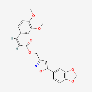 molecular formula C22H19NO7 B2542084 (Z)-(5-(benzo[d][1,3]dioxol-5-yl)isoxazol-3-yl)methyl 3-(3,4-dimethoxyphenyl)acrylate CAS No. 1105203-51-7