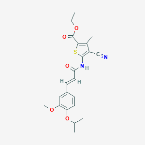 molecular formula C22H24N2O5S B254209 Ethyl 4-cyano-5-{[3-(4-isopropoxy-3-methoxyphenyl)acryloyl]amino}-3-methyl-2-thiophenecarboxylate 