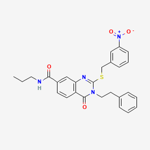 2-((3-nitrobenzyl)thio)-4-oxo-3-phenethyl-N-propyl-3,4-dihydroquinazoline-7-carboxamide