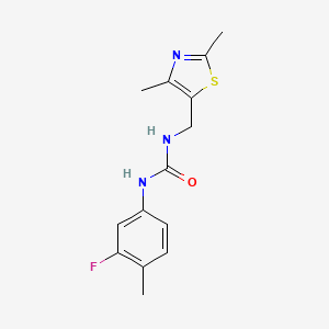 molecular formula C14H16FN3OS B2542126 1-((2,4-Dimethylthiazol-5-yl)methyl)-3-(3-fluoro-4-methylphenyl)urea CAS No. 1421531-54-5