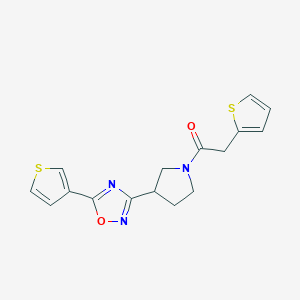 2-(Thiophen-2-yl)-1-(3-(5-(thiophen-3-yl)-1,2,4-oxadiazol-3-yl)pyrrolidin-1-yl)ethanone