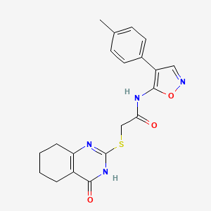 molecular formula C20H20N4O3S B2542128 2-((4-oxo-3,4,5,6,7,8-hexahydroquinazolin-2-yl)thio)-N-(4-(p-tolyl)isoxazol-5-yl)acetamide CAS No. 1040648-43-8