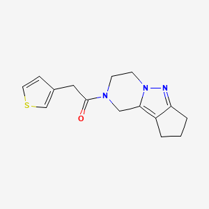 molecular formula C15H17N3OS B2542133 1-(3,4,8,9-tetrahydro-1H-cyclopenta[3,4]pyrazolo[1,5-a]pyrazin-2(7H)-yl)-2-(thiophen-3-yl)ethanone CAS No. 2034372-25-1