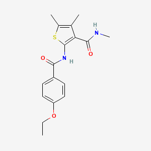 molecular formula C17H20N2O3S B2542148 2-(4-エトキシベンゾイルアミド)-N,4,5-トリメチルチオフェン-3-カルボキサミド CAS No. 896298-17-2