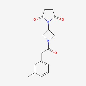 molecular formula C16H18N2O3 B2542155 1-(1-(2-(m-Tolyl)acetyl)azetidin-3-yl)pyrrolidine-2,5-dione CAS No. 1795303-68-2